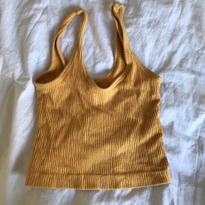 Urban outfitters ribbed seamless yellow drew tank